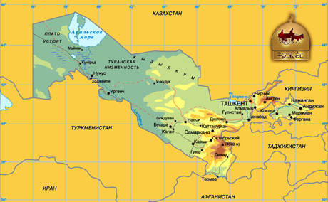 Карта Узбекистана